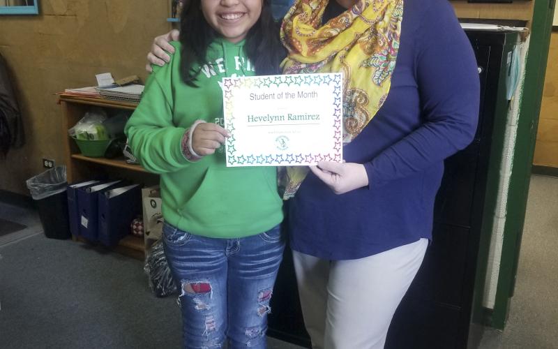 Hevelynn Ramirez won student of the month at South Elementary. Photo contributed