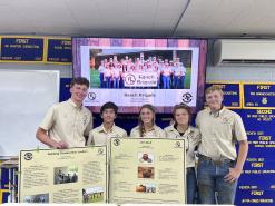 Parker Hause, Kaylee Brown, Peyton Hammons, Adam Mirza, and Colt Nelson took park in the Ranch Brigades, a five-day youth leadership camp. Contributed photo/Tacy Ellis