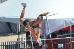 (Photo/Colton McWilliams) Kamden Tidwell clears the bar in the pole vault competition at the UIL State Track Meet. Tidwell finished in third place at the state competition.