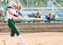 Olyvia Perez singled twice in three at-bats Friday night against Comanche, coming around to score three runs and walked twice against Peaster last Tuesday. Photo/Alex Kielar