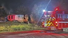 Breckenridge Fire Department was dispatched at approximately 11:25 p.m. Monday, Oct. 14 to 503 N. Harvey St. on reports of a mobile home on fire. According to BFD, fire crews arrived on scene to a camper trailer and a mobile home both on fire. All occupants were out safely prior to arrival. The cause of the fire is currently undetermined. Breckenridge Police Department, Stephens County Sheriff ’s Office and Sacred Cross EMS also provided assistance. Photo/Breckenridge Fire Department