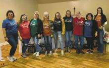 For the Tuesday, Nov. 15 meeting, the thanksgiving meal was provided by United Supermarkets and the hostesses were, left to right, Sonya Morehart, Kendra Mayfield, Heather Ezell, Glenda Knight, Cynthia Fernandez, Nicole Whealy, Donna Walker, Jaclyn Morehart, and Jenny Holt. Contributed photo