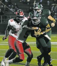 Joseph Juneau during the Buckaroos’ loss Friday, Nov. 1 to the Sweetwater Mustangs. The team ended the season Friday, Nov. 8 following a win against the San Angelo TLCA Eagles. Photo/Kylie Bailey