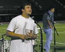 Breckenridge High School’s Antley Rodgers was one of over 1,500 students and adults to travel Wednesday, Oct. 9 to Graham’s Newton Field to participate in Fields of Faith. The event featured live music and testimony from high school students. Photo/TC Gordon