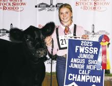 Kadynce Kennedy of Breckenridge earned Junior Heifer Calf Champion with Kenn Dixie Erica 434 in the Angus heifer division Sunday, Jan. 26 at the 2025 Fort Worth Stock Show &amp; Rodeo (FWSSR). Contributed photo