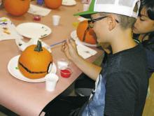 Students from East and South Elementary Schools participated in a pumpkin painting contest Wednesday, Oct. 26 and Thursday, Oct. 27, using pumpkins donated by United Supermarkets. Photo/Stevie Watkins
