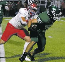 Sawyer Wimberley intercepts a pass during the Buckaroos’ loss Friday, Nov. 1 to the Sweetwater Mustangs. Photo/Kylie Bailey