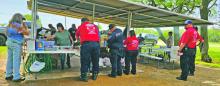 Area first responders enjoy a meal prepared by the Ridge Cowboy Church during an annual luncheon held Saturday, June 3. Contributed photo/Lisa Johnson