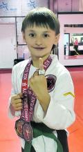 Third grade student Parker Kirkeby recently won his first state championship in the Amateur Organizations of Karate 2024 State Karate Finals in Mesquite. Photo/Alex Kielar