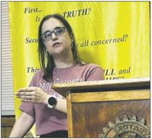 Breckenridge ISD Librarian Abby Moore spoke Tuesday, Aug. 29 to the Rotary Club of Breckenridge. Moore gave an update on recent improvement in the district’s libraries. Photo/Mike Williams