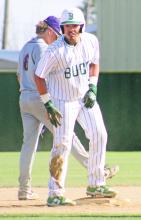 Nieko Martinez waits on second during the Bucks game against Early. The Bucks swept the Dublin Lions last week, with Martinez recording four hits in the win Tuesday as they won 11-1 in both that game and Friday. Photo/Alex Kielar