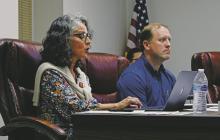 Breckenridge ISD Superintendent Prairie Freeman talks at the school board meeting Tuesday, April 15 about the elimination of the Early Head Start program within the school district. Photo/Alex Kielar