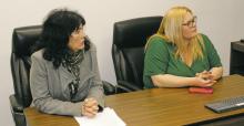 Breckenridge City Manager Cynthia Northrop, left, and City Secretary Jessica Sutter listen to public input during a public hearing on the 2025-26 CDBG program last Tuesday, Jan. 21. Photo/Alex Kielar