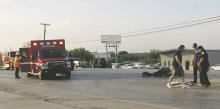 One man was sent to a Fort Worth hospital via ambulance at approximately 8 a.m. Wednesday, June 21, after a wreck involving a motorcycle and pickup truck with a trailer attached in the 3700 Block of West Walker Street. Photo/Kaci Funderburg