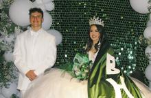 Great Lord Chamberlain Sawyer Wimberley and Buckaroo Queen pose for pictures Saturday, Jan. 25 at the conclusion of the Breckenridge High School 100th Coronation in which many past queens and great lord chamberlains were honored. Photos/Alex Kielar
