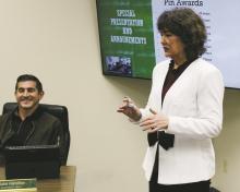 Breckenridge City Manager Cynthia Northrop discusses awards during a previous Breckenridge City Commission meeting. Archive photo