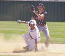 Cooper Wimberley slides in safely to second during last Tuesday’s game against Eastland. Photo/Alex Kielar
