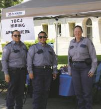 The Texas Department of Criminal Justice Walker Sayle Unit held a job fair June 29-30 outside the Stephens County Courthouse. From 10:30 a.m. until 2:30 p.m. community members were able to visit with officers and learn more about working at TDCJ. Photo/Kaci Funderburg