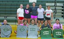 Former Lady Bucks volleyball player Jesi Warren, who played on the varsity team for three years, hosted a two-day volleyball camp at the Breckenridge Auxiliary Gym of the Athletic and Fine Arts Center last week. Warren presented awards to those she viewed as the best players for the camp on the final day Tuesday, June 17. Warren played her first two years at Clarendon College and will be attending McMurry University in Abilene next school year. Photo/Alex Kielar