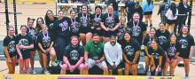 The Breckenridge Lady Buckaroos powerlifting team shows off their awards from the regional powerlifting meet last week at Bells High School Contributed photo