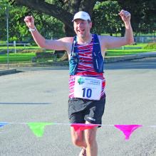 Scott Kirkowski was the second runner to cross the finish line for the Breckenridge Chamber of Commerce 10k run and walk Saturday morning, June 21 at the Breckenridge City Park. Photo/Alex Kielar