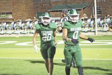 Ryan Mendoza (20) was named an Athlete of the Week after scoring the Buckaroos' lone touchdown Friday, Sept. 6 on a kickoff return late in the fourth quarter. Photo/Mike Williams