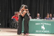 Aliyah Salazar is awarded the Casey Rodriguez Memorial Scholarship from her mother. This scholarship was awarded for the final year in memory of Rodriguez, who is Salazar’s uncle. Photo/Mike Williams