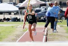 (Photo/Ashley Anderson) Kamden Tidwell was the area champion in pole vaulting at the UIL 3A  Area 7 & 8 Track and Field Championship held Thursday, April 16 in Jacksboro.