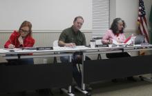 The Breckenridge ISD school board at a meeting held Monday, Feb, 9. The board met Tuesday, March 24 and gave the superintendent the authority to pursue a piece of land as a potential location for the new elementary school. (Archive photo)