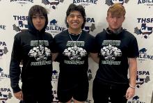 Breckenridge High School powerlifters (from left to right) Erik Saucedo, Ashton Reyes and Nathan Roberts competed Friday, March 22 at the Texas High School Powerlifting Association State Championships in Abilene. Contributed photo/Jarrod Shepperd