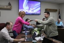 Breckenridge ISD Superintendent Bryan Allen honored the district’s board of trustees Tuesday, Jan. 23 as part of School Board Appreciation Month. Photo/Mike Williams