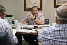 Stephens Memorial Hospital CEO Brian Roland speaks during a budget workshop. Roland’s resignation was recently accepted by the hospital board. Archive photo