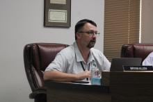 Breckenridge ISD Superintendent Bryan Allen (shown Monday, April 8 during a school board meeting) said that he was named the lone finalist for superintendent at Clyde ISD. File photo