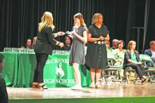Breckenridge High School sophomore Lindsay Otts was one of 96 BHS students to receive a Buckaroos Award for Academic Excellence during their scholarship and awards program which took place Wednesday, May 15 at Bailey Auditorium.  Photo/Mike Williams