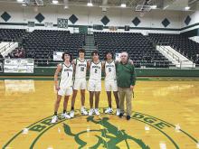 Buckaroos seniors Jackson Curtis (1), Karter Smalley (12), Camden Escalon (2) and Alexis Franco (5) led the Buckaroos into the 2023-2024 basketball season. Curtis, Smalley and Franco earned First-Team All-District honors. File photo