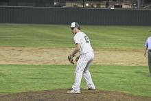 Arellano, Aaron Moore, Caiden Marin (shown during the sixth inning) and Ashton Reyes combined for the final five innings to only give up one hit and strike out five batters Wednesday night in a 2-1 loss to Holliday.. Photo/Mike Williams