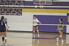 Mia Castillo had 14 digs to lead the Lady Bucks on the defensive end of their 25-13, 25-21, 25-17 win over the Early Lady Horns on Tuesday, Sept. 12. Photo/Mike Williams