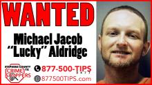 The Stephens County Sheriff’s Office and Stephens County Crime Stoppers are looking for tips that could lead to the arrest of Michael Jacob Aldridge, who has been on the run since Wednesday, Jan. 3. Contributed photo/Stephens County Crime Stoppers
