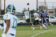 Ryan Waller attempts to catch a pass during the Bucks win Friday, Sept. 26 against the Tolar Rattlers(Photo/Josh Burton/Hood County News)