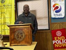 Breckenridge City Commissioner Rob Durham reflected on 30 years of basketball officiating Tuesday, Jan. 9 during a meeting of the Rotary Club of Breckenridge  Photo/Mike Williams