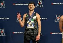 Chase Lehr, a 2023 graduate of Breckenridge High School, scored a first-place finish in the 800-meter run during the American Conference Indoor Track & Field Championship held Feb. 27-28 at the Birmingham Complex in Alabama. (Contributed photo)