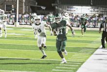 Alejandro Franco broke free to a 90-yard touchdown on a screen pass during the third quarter of the Buckaroos 31-28 loss Friday at Breckenridge High School. Photo/Mike Williams