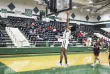 Alexis Franco, shown shooting a layup during the first quarter, scored six points for the Buckaroos during the team’s two-point loss Tuesday, Jan. 2 at home against Eastland. Photo/Mike Williams