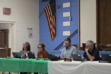 (Photo/Alex Kielar)  Breckenridge ISD Superintendent Prairie Freeman, left, presents a Texas Strategic Leadership (TSL) report in partnership with Region 14, providing insight into the current outlook of the school district at a recent BISD board meeting. 