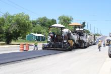 (Photo/Alex Kielar) The US 183 North Construction has faced several delays after originally beginning in 2020 and once having a scheduled completion date of 2022. Now, crews started one of the final steps as they began laying pavement in the left northbound lane Monday, May 12. 