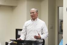 Sage Diller, vice president of Enprotec/Hibbs & Todd, presented the utilities portion of the city of Breckenridge's draft comprehensive plan Tuesday, June 11. Photo/Mike Williams