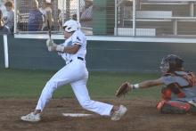 (Photo / Alex Kielar) Zachary Beltran recorded two hits for the Bucks in an extra inning 5-4 loss Tuesday, April 7 to Millsap. Beltran also walked once in the game. 
