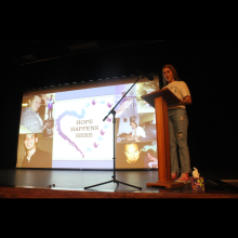 (Photo/Alex Kielar) Savanna Morales-Stoker gives her opening remarks Saturday, Jan. 3 before the screening of “Suicide: The Ripple Effect” at the Breckenridge National Theatre, as she framed the night around compassion, connection and conversation. 