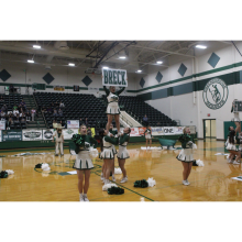 (Photo/Alex Kielar) The Breckenridge Buckaroo cheerleading team showcased its competition routine during halftime of the boys’ basketball game Tuesday, Jan. 6 and will again Tuesday, Jan. 13 before heading to Fort Worth for the UIL Spirit State Championships Thursday, Jan. 15.