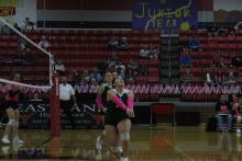 (Photo/Alex Kielar) Analia Palacios looks to bump the ball during the Lady Bucks' three set loss Friday, Oct. 10 at Eastland. 
